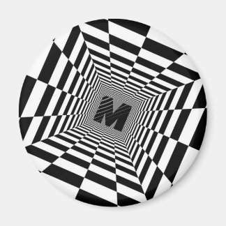 Imã Ilusão visual a preto e branco, monograma ou inici