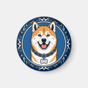 Imã Ilustração Adorável de Cachorro de Desenho Animado