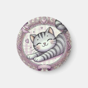 Imã Ilustração Adorável de Gato Persa de Desenho Anima