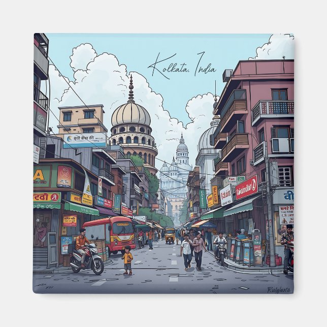 Imã Ilustração Ai de Calcutá, Índia (Frente)