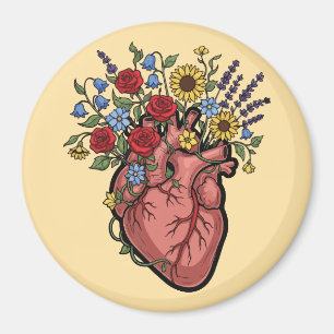 Imã Ilustração Anatômica do Coração Floral