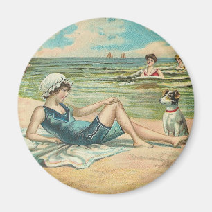 Imã Ilustração antiga Beachy do litoral