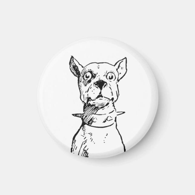 Imã Ilustração Antiga de Cachorro Sentado de 1919 (Frente)