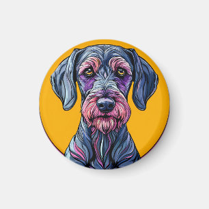 Imã Ilustração Artística Colorida de um Cão Contra Vi