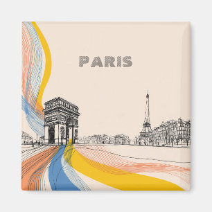 Imã ilustração artística de marcos icônicos de paris