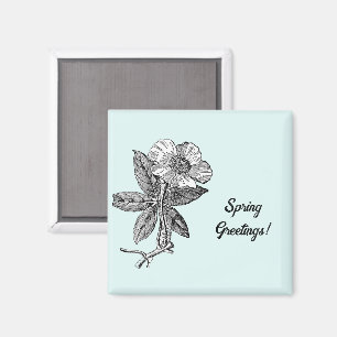Imã Ilustração Botânica de Flor de Primavera Elegante