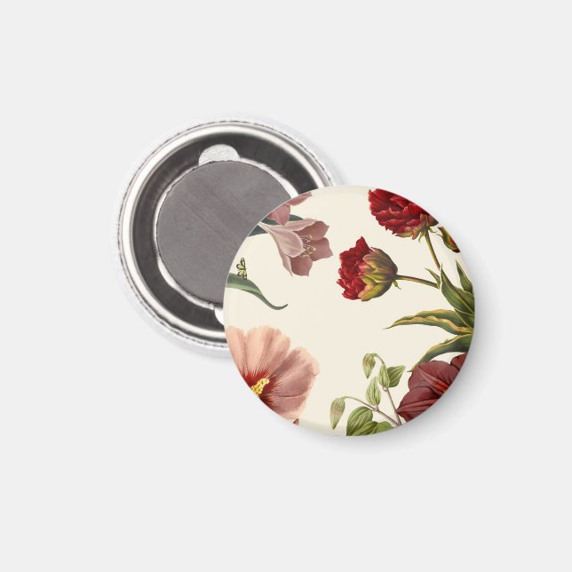 Imã Ilustração botânica vintage com várias  (Front/Back)