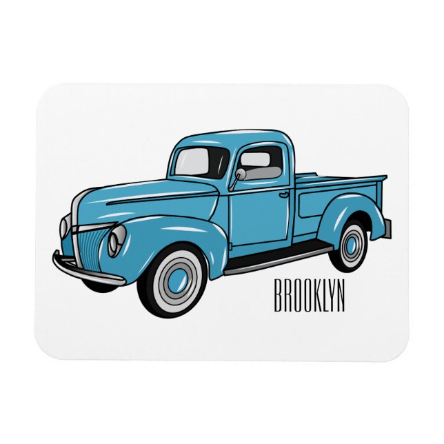 Ímã Ilustração clássica de desenho de caminhão de cole (Horizontal)