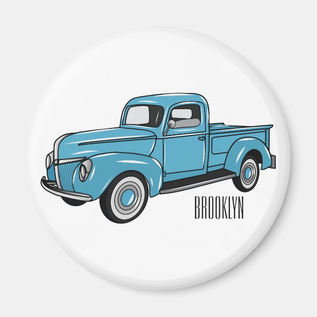 Imã Ilustração clássica de desenho de caminhão de cole (Frente)