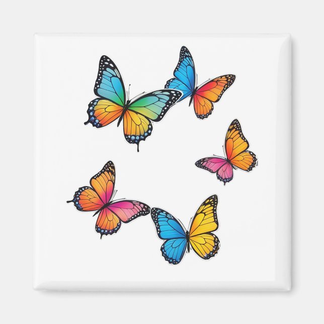 Imã Ilustração Colorida da Borboleta (Frente)