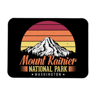 Ímã Ilustração Colorida Retro do Monte Rainier