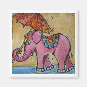 Imã Ilustração cor-de-rosa bonita do elefante indian