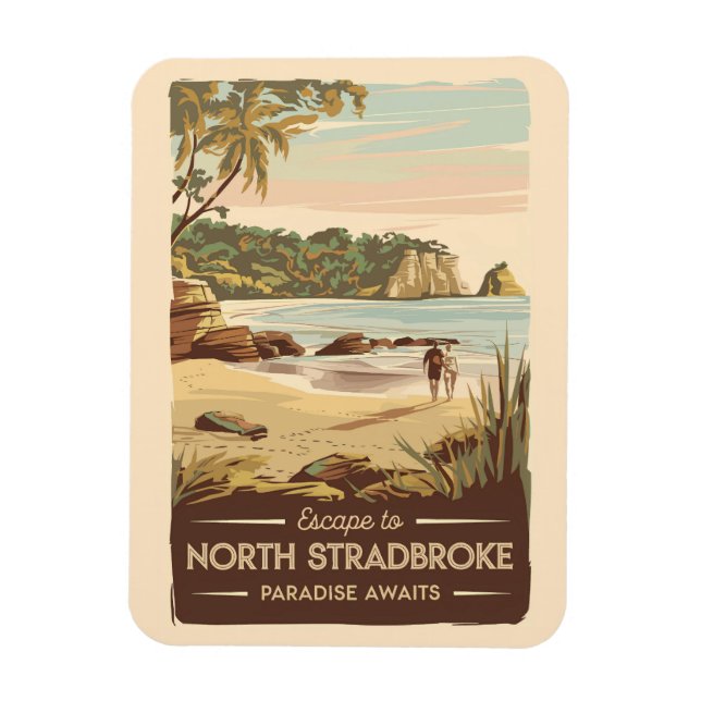 Ímã Ilustração da Austrália na Ilha Stradbreak Norte (Vertical)