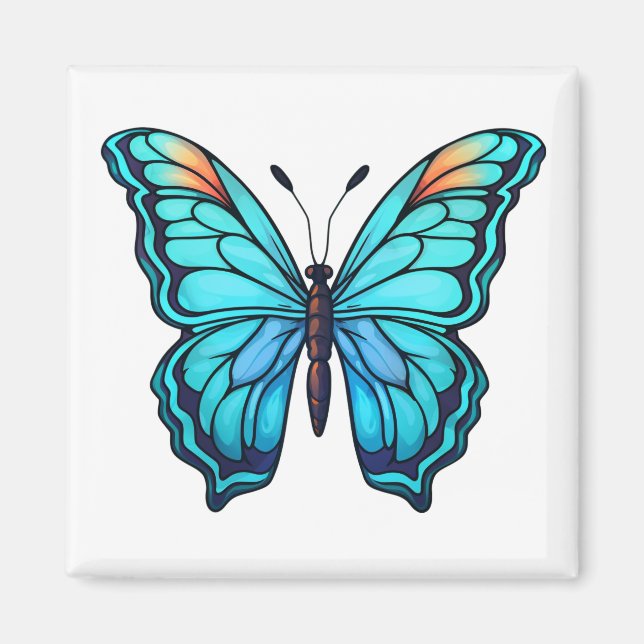 Imã Ilustração da borboleta de desenho animado (Frente)