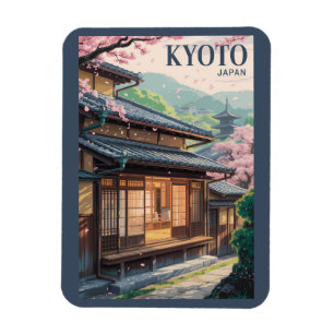 Ímã Ilustração da Casa do Japão em Kyoto, Arte de Viag