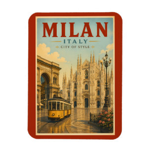 Ímã Ilustração da Catedral de Milão Itália Arte de Via