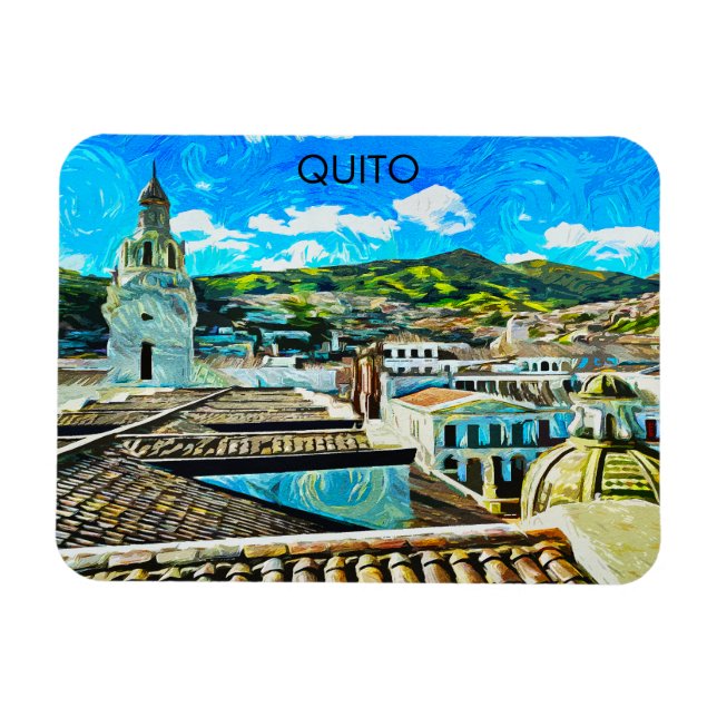 Ímã Ilustração da Cidade do Equador de Quito (Horizontal)
