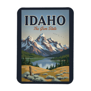 Ímã Ilustração da Cordilheira Sawtooth de Idaho Arte d