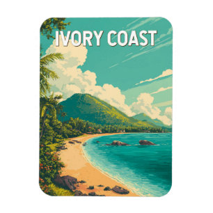 Ímã Ilustração da Costa do Marfim Viagem Arte Vintage