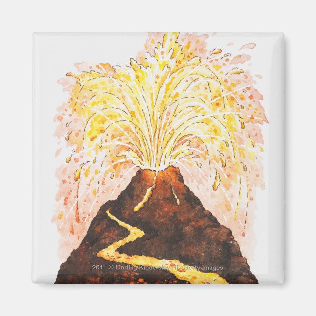 Imã Ilustração da erupção vulcânica (Frente)