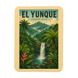 Ímã Ilustração da Floresta Nacional El Yunque em Porto