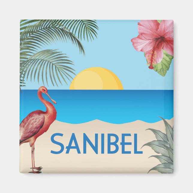 Imã Ilustração da Flórida da Ilha Sanibel (Frente)