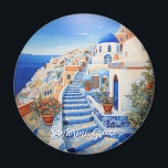Imã Ilustração da Ilha Santorini | Viagem Art<br><div class="desc">Ilustração da Ilha Santorini | Íman de arte Viagem. Personalize com seu próprio texto. Este é mais um Design original de 100% de Hamster.</div>