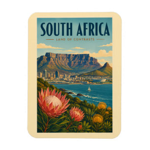 Ímã Ilustração da Montanha da Mesa na África do Sul Vi