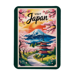 Ímã Ilustração da Montanha Fuji do Japão Viagem Arte V