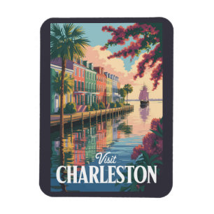 Ímã Ilustração da Orla de Charleston Carolina do Sul