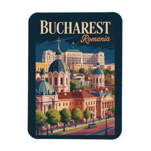 Ímã Ilustração da paisagem de Bucareste Arte de Viagem
