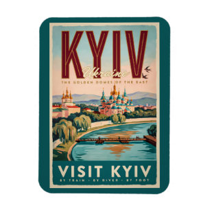 Ímã Ilustração da paisagem urbana de Kiev Ucrânia Arte
