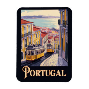 Ímã Ilustração da paisagem urbana de Lisboa em Portuga