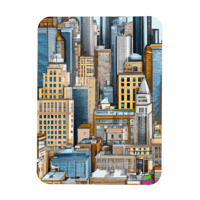 Ímã Ilustração da paisagem urbana de Nova York (Vertical)