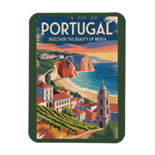 Ímã Ilustração da paisagem urbana de Portugal Ibéria V