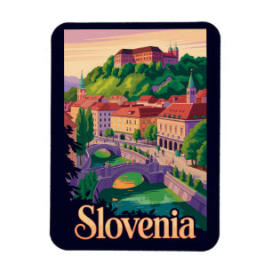 Ímã Ilustração da Ponte de Liubliana Eslovênia Arte de