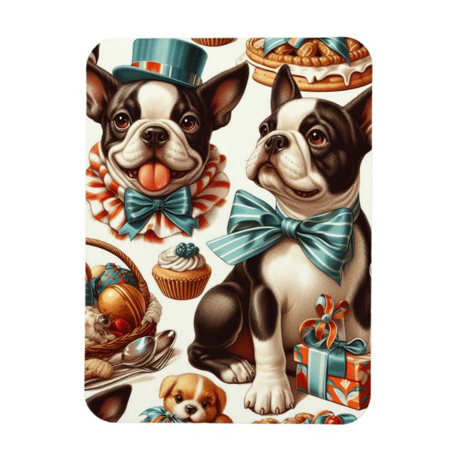 Ímã Ilustração da Portadora de Boston Cute (Vertical)