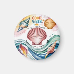 Imã Ilustração da Praia Retro da Summer Vibes