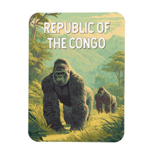 Ímã Ilustração da República do Congo Viagem Arte