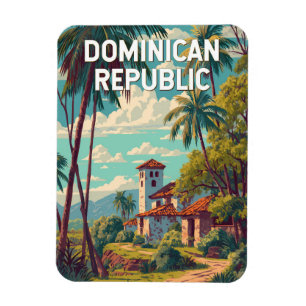 Ímã Ilustração da República Dominicana Arte de Viagem