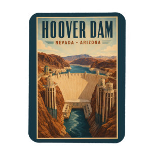 Ímã Ilustração da Usina de Hoover Dam Viagem Arte