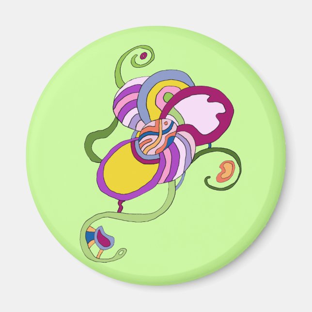 Imã Ilustração de Abstrato de Flor Funky (Frente)