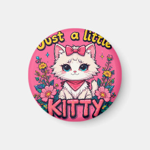 Imã Ilustração de Adorável Gatinho Branco