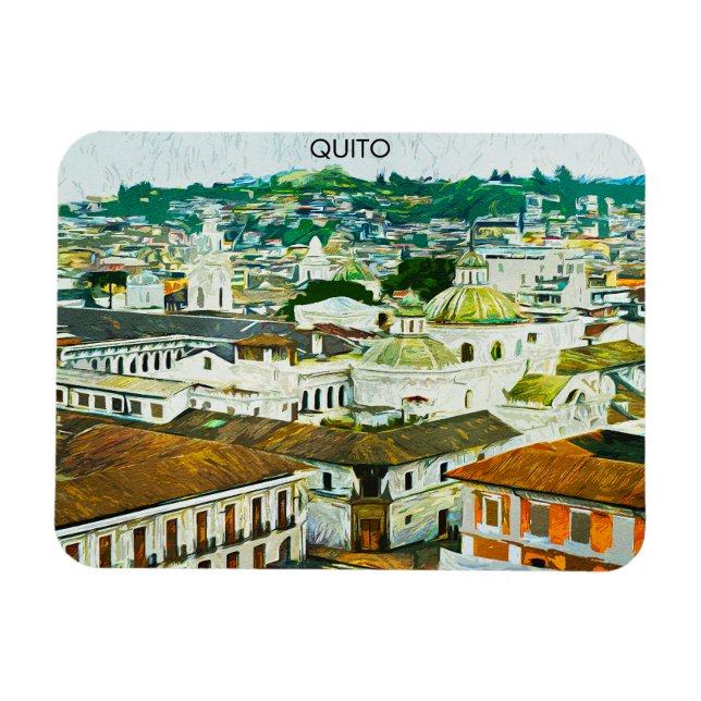 Ímã Ilustração de Aquarela Equador de Quito (Horizontal)