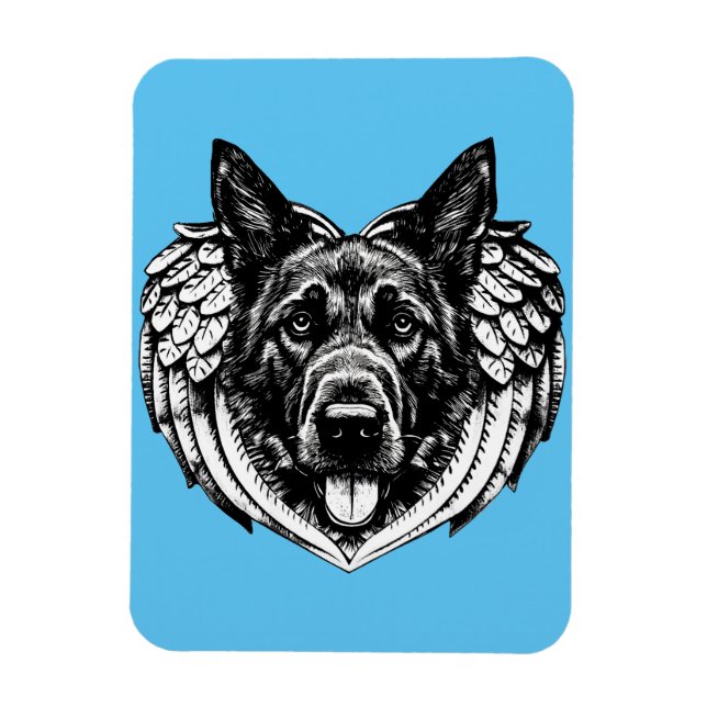 Ímã Ilustração de arte da cabeça do german shepherd An (Vertical)