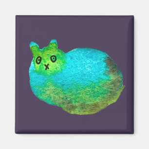 Imã Ilustração de arte de gato gordo azul