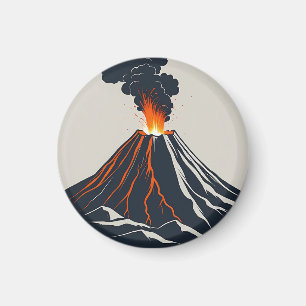 Imã Ilustração de Arte Moderna do Vulcão em Erupção