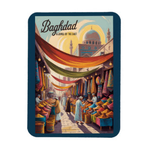 Ímã Ilustração de Bagdá Iraque Viagem Arte Vintage