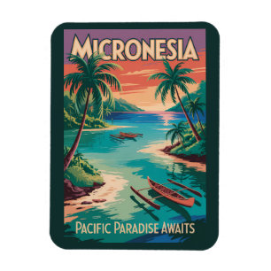 Ímã Ilustração de Barcos da Micronésia Arte de Viagem