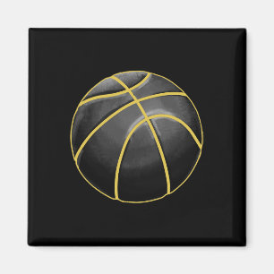 Imã Ilustração de basquete Black Dourado Ball Design S